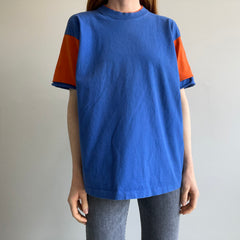 1980/90s Two Tone Orange and Blue Cotton T-Shirt