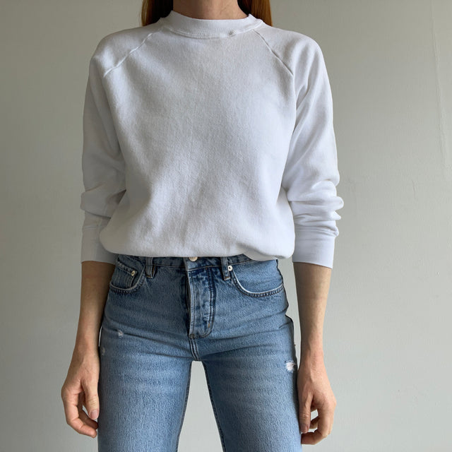 1980s Blank White Raglan Sweatshirt