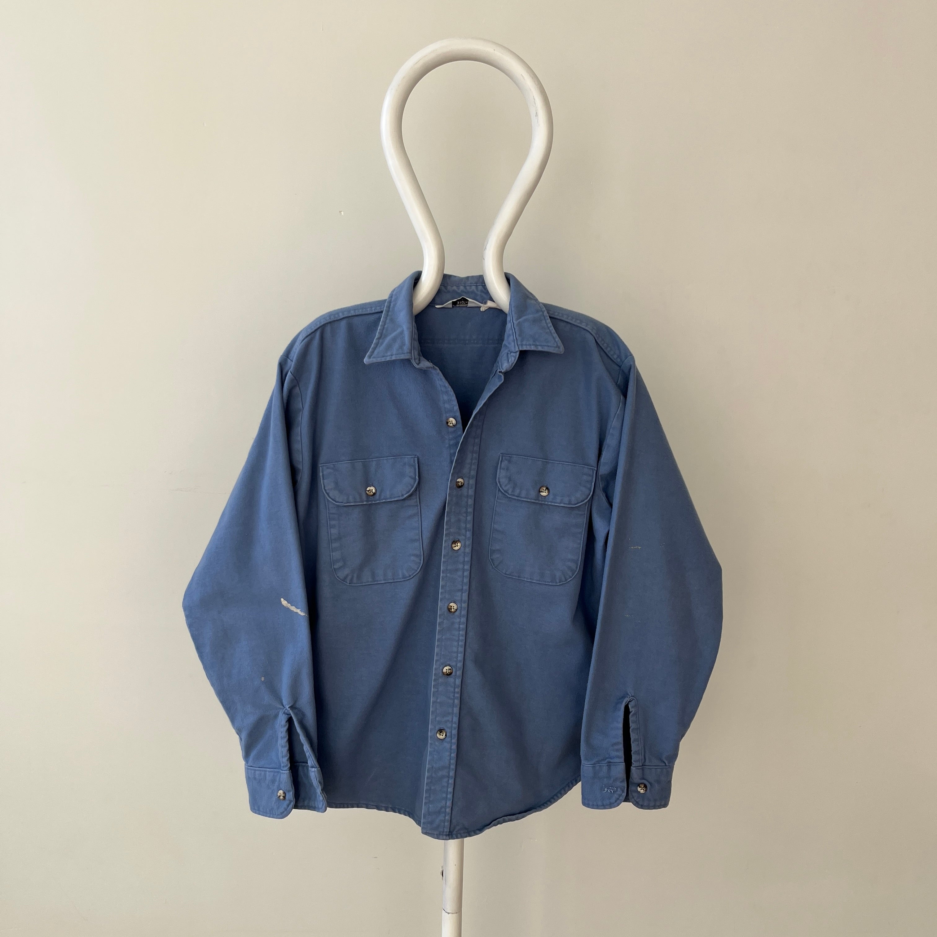 1980s Baby Blue Heavy Button Up Shirt by Five Brothers
