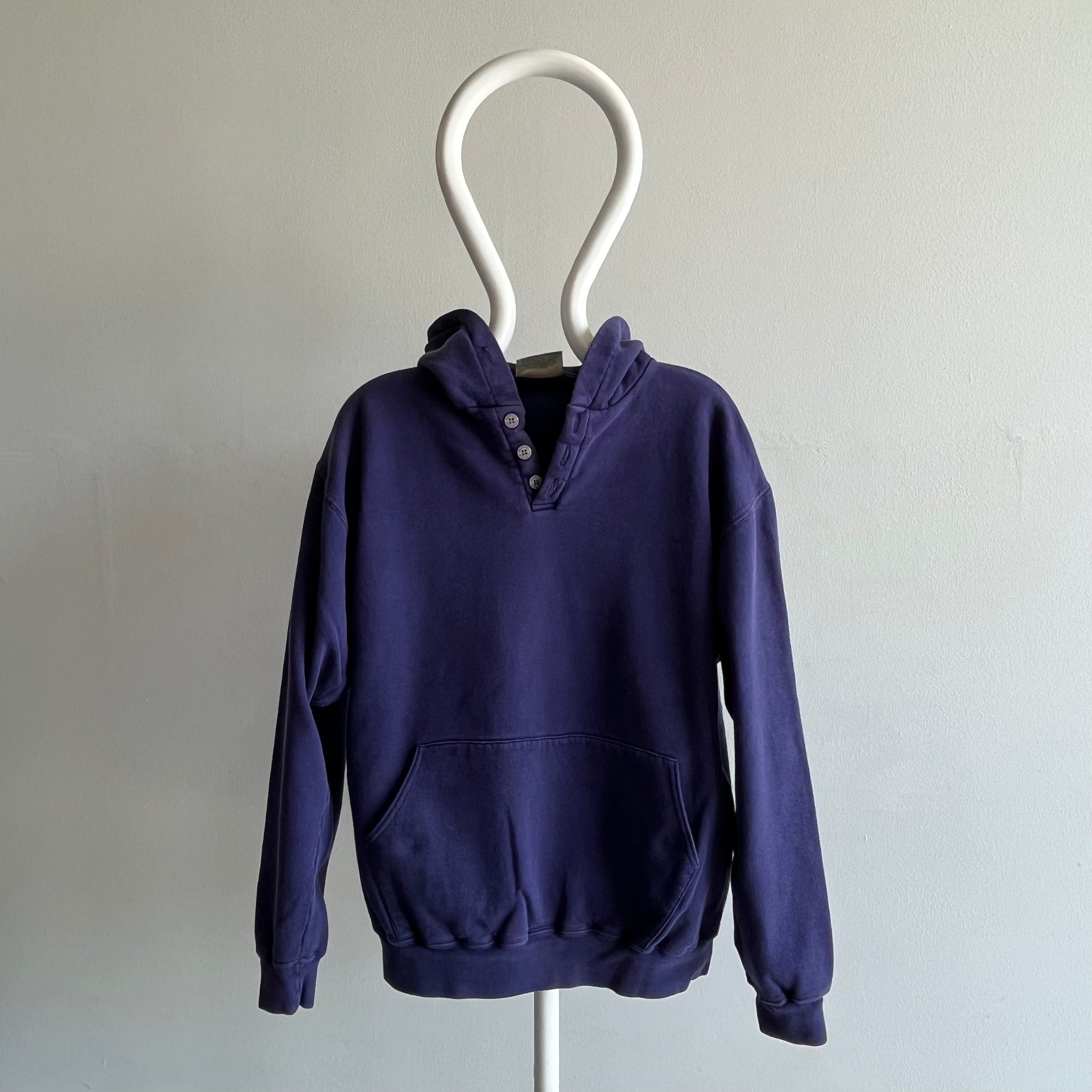 1990s L.L. Bean x Russell Navy Henley Hoodie