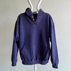 1990s L.L. Bean x Russell Navy Henley Hoodie