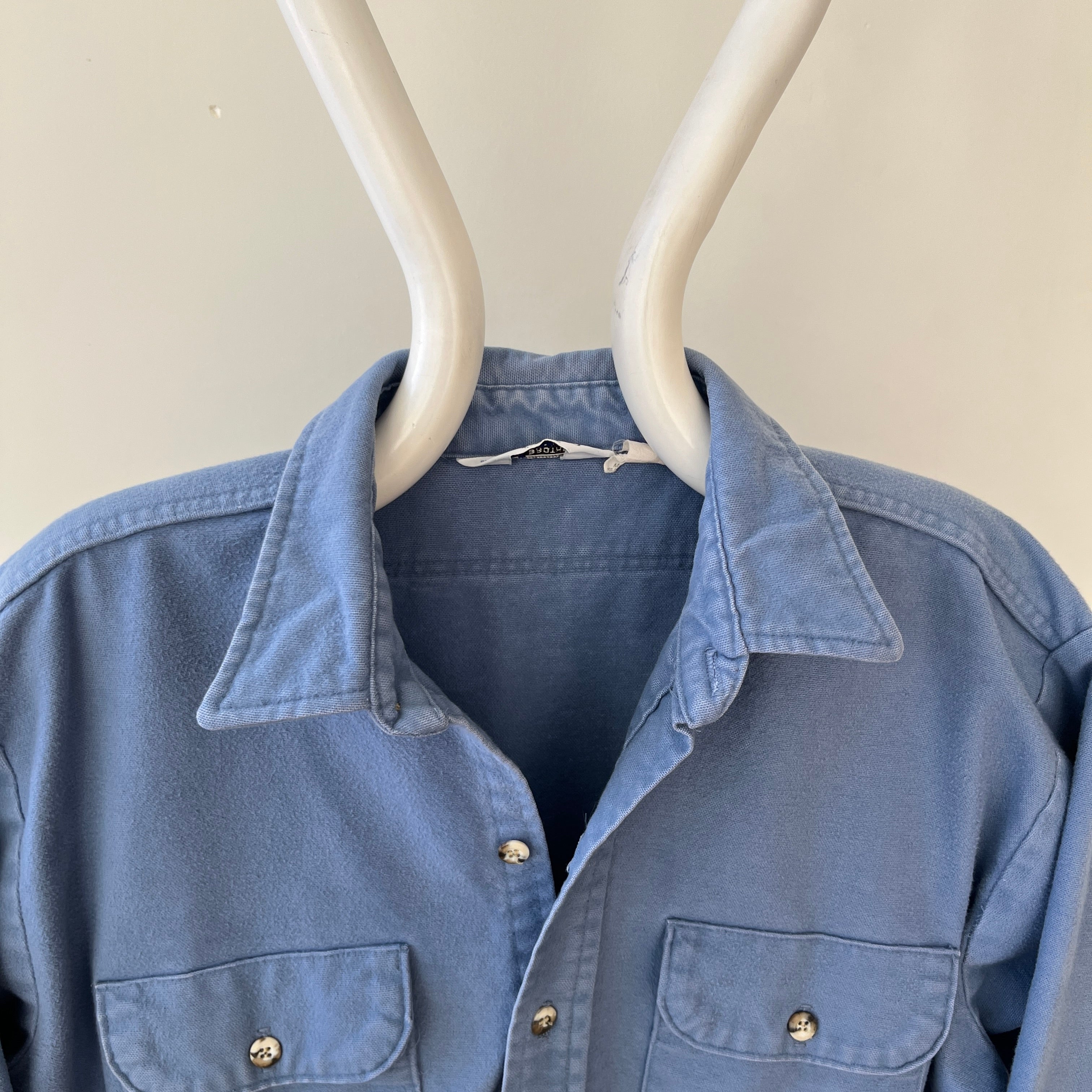 1980s Baby Blue Heavy Button Up Shirt by Five Brothers