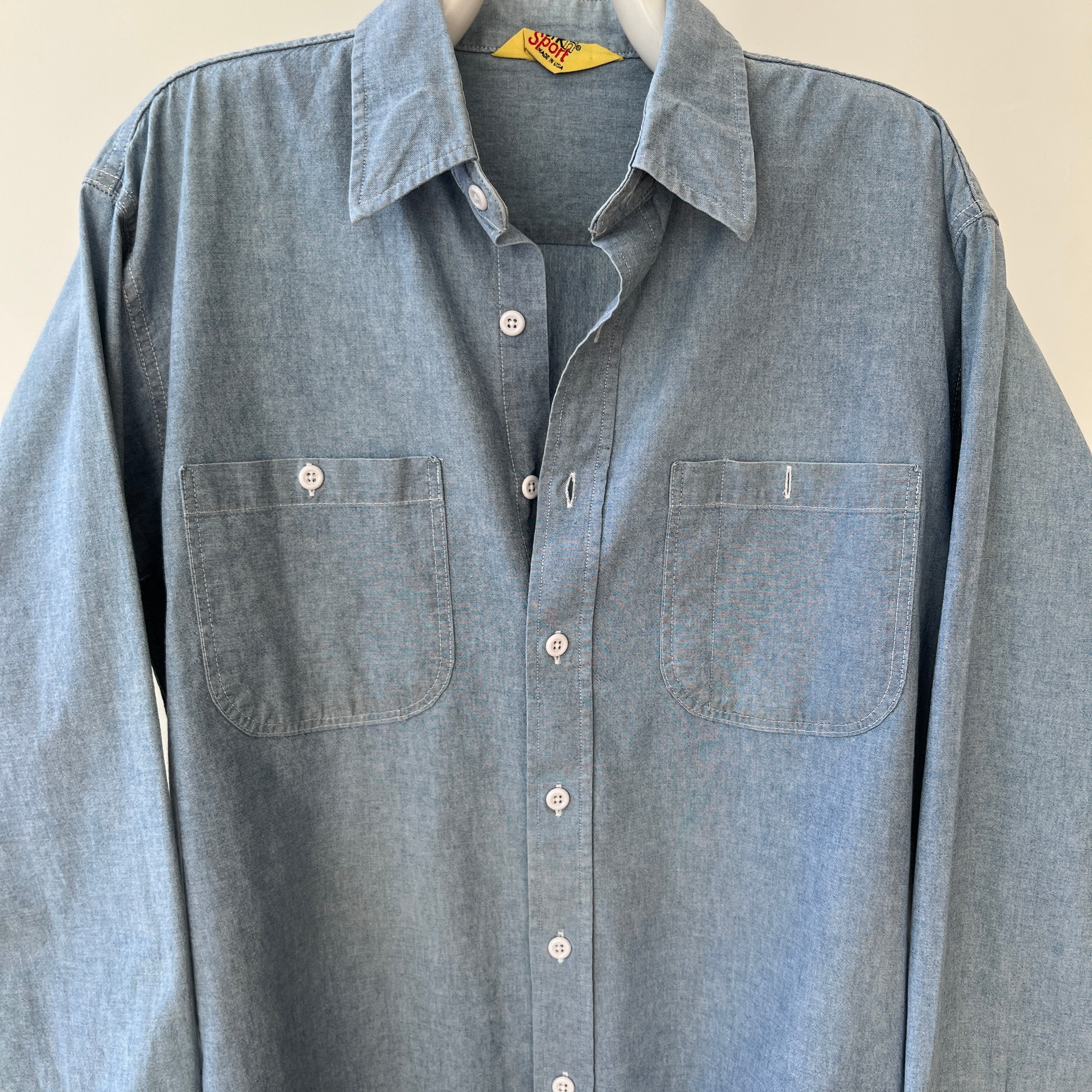 1970s Chambray Button Up Shirt - Lovely