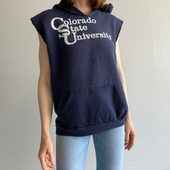 1970s Colorado State University DIY Thrashed Hoodie Warm Up