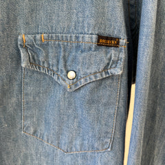 1970s Sears Roebucks Denim Western Button Up/Snap Shirt - !!!!