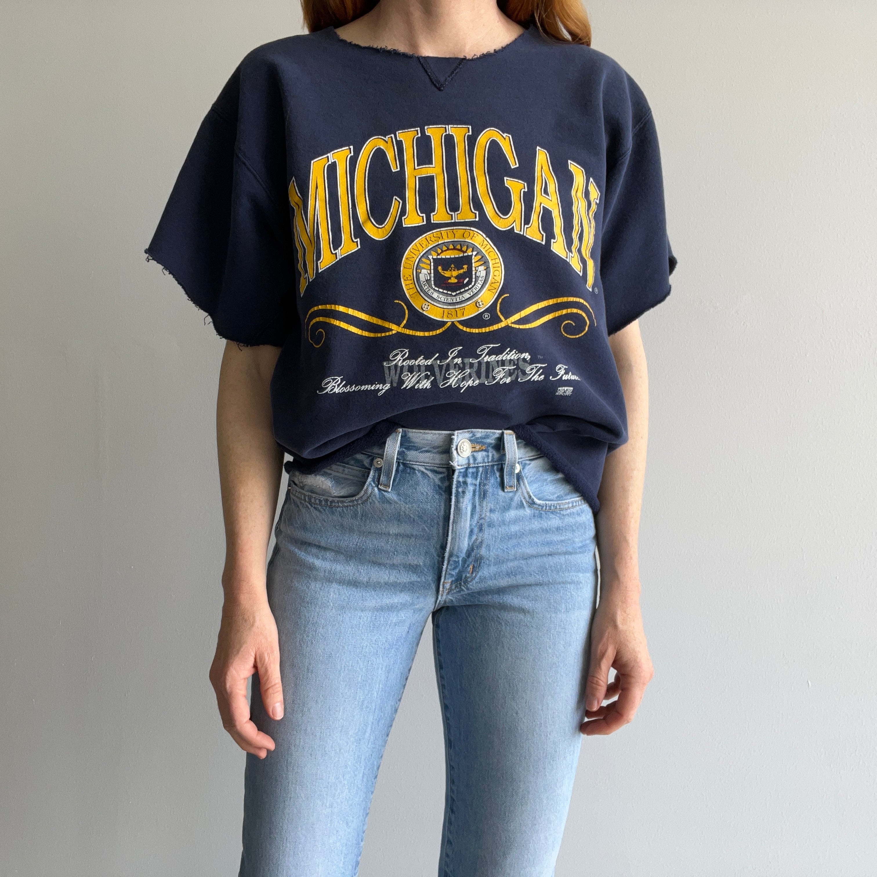 1980/90s Michigan Cut Sleeve and Hem Sweatshirt