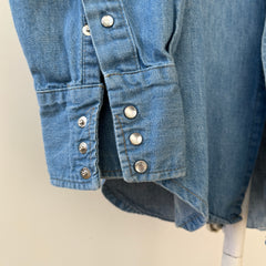 1970s Sears Roebucks Denim Western Button Up/Snap Shirt - !!!!