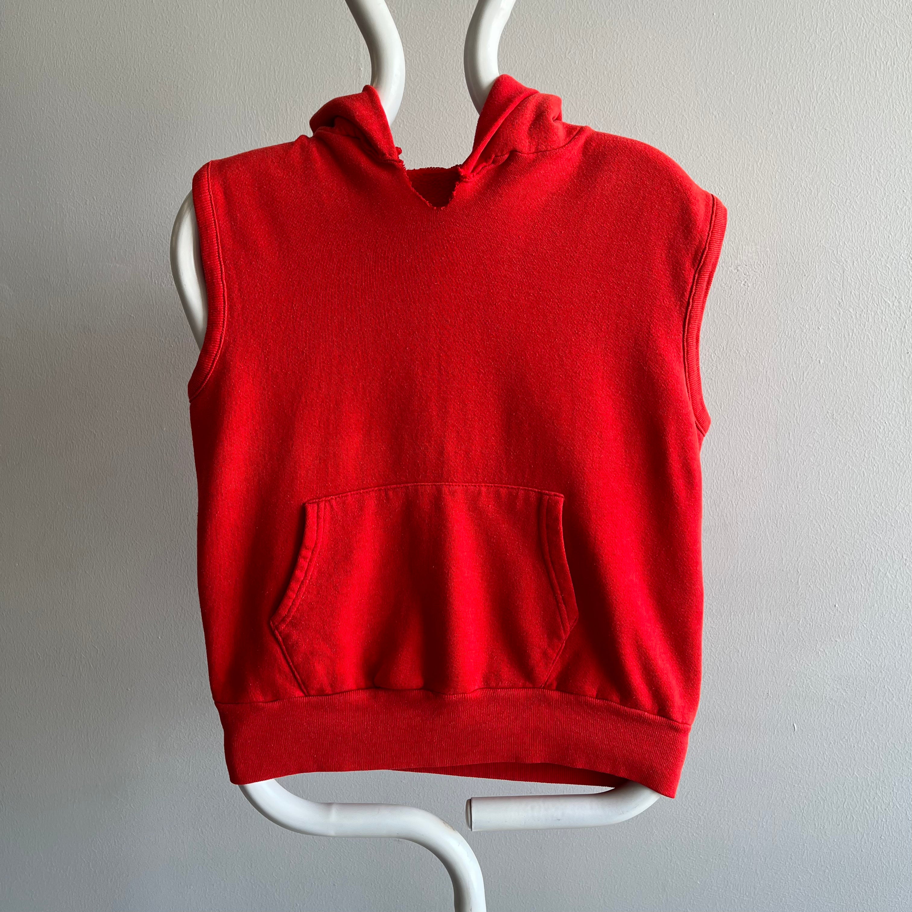 1970s Red Hoodie Warm Up Vest - THIS