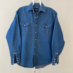 1990s Wrangler Denim Western Snap Front Shirt