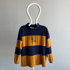 1990s Navy and (Mari)Gold Mock Neck Sweatshirt/Shirt