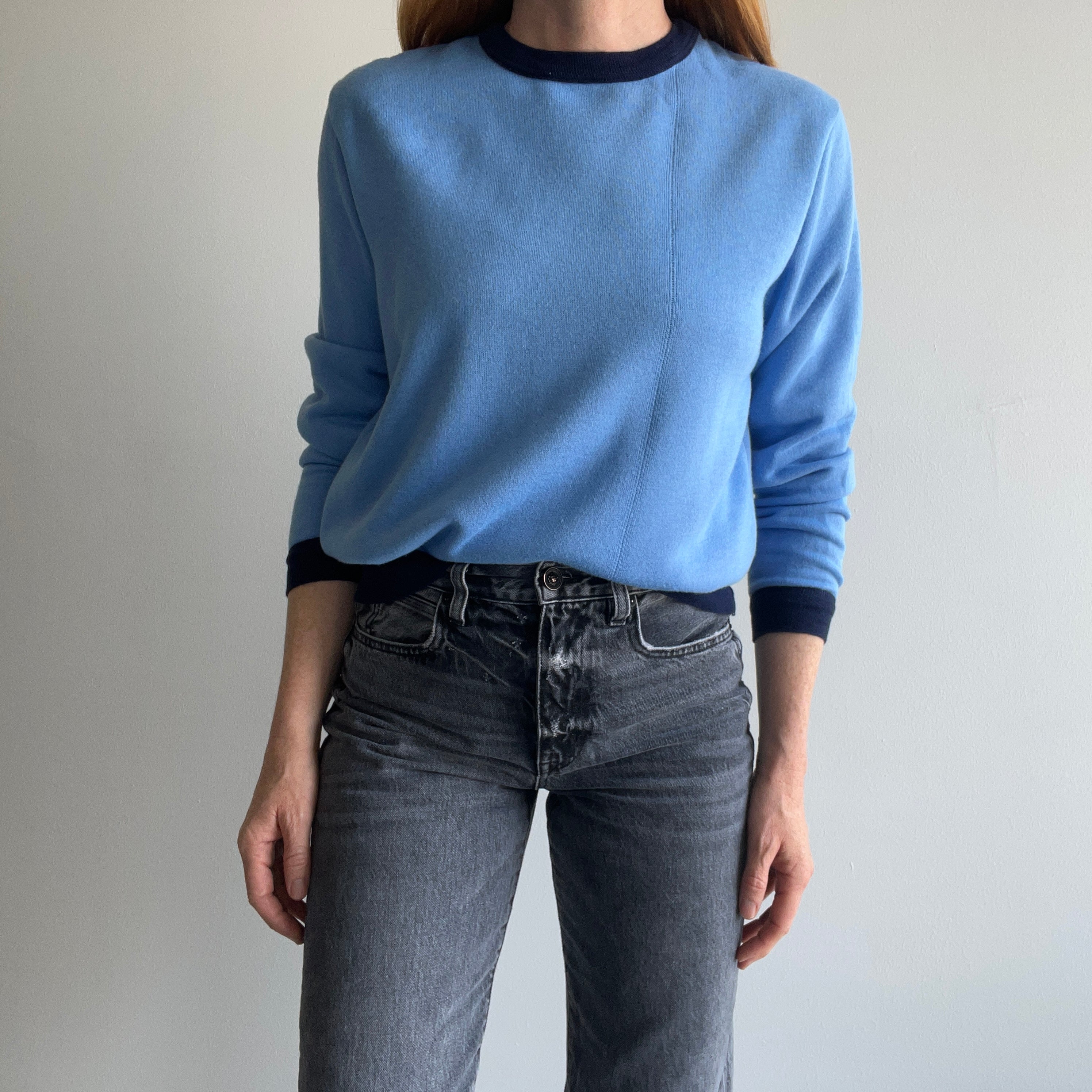 1970s Barely/Never Worn Acrylic - Super Soft - Two Tone Sweatshirt