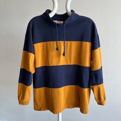 1990s Navy and (Mari)Gold Mock Neck Sweatshirt/Shirt