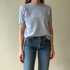 1980s Baby Blue Short Sleeve Sweatshirt