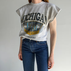 1990s Tattered Split Collar University of Michigan Super Stained DIY Warm Up