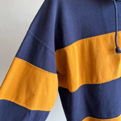 1990s Navy and (Mari)Gold Mock Neck Sweatshirt/Shirt