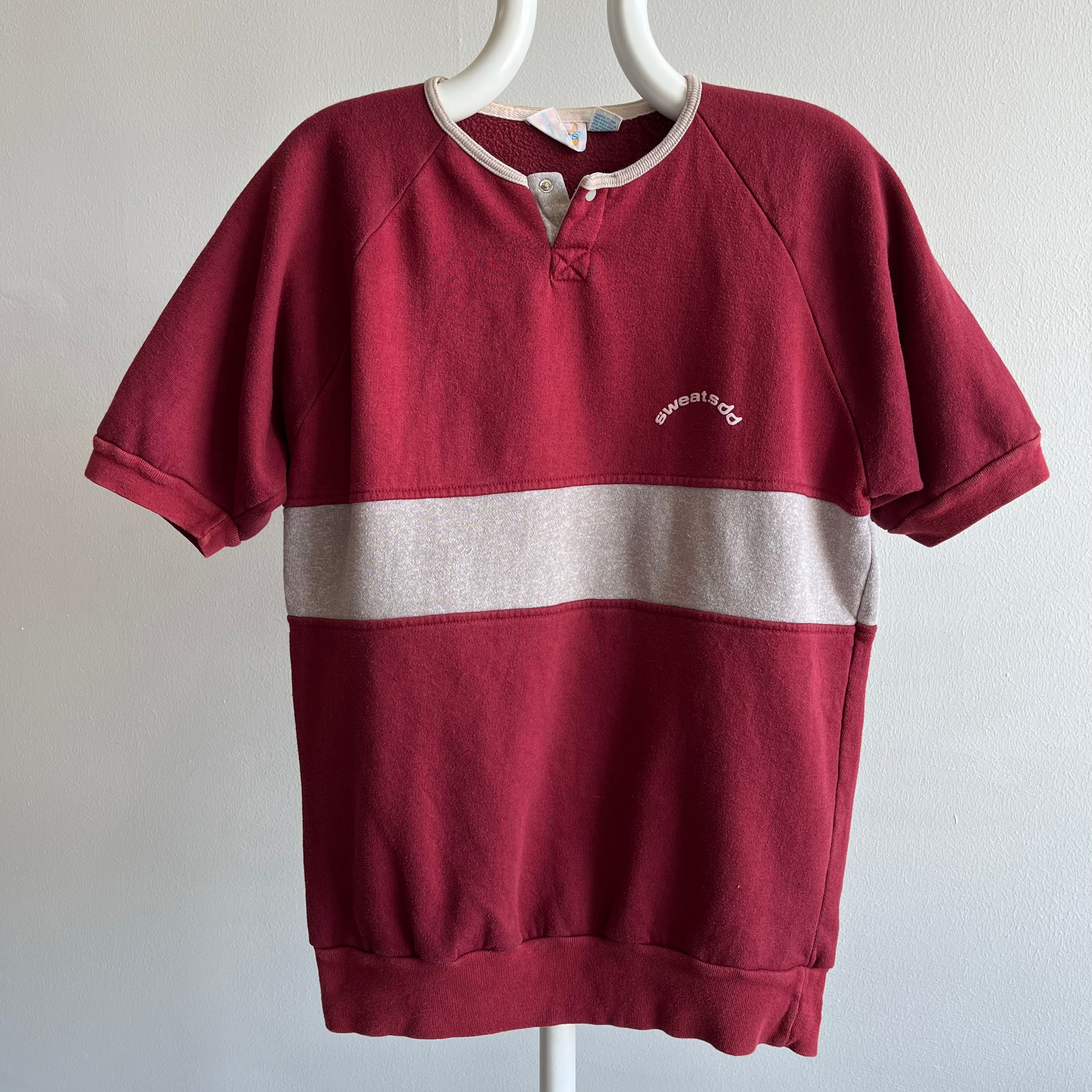 1980s Sweats Color Block Warm Up Henley