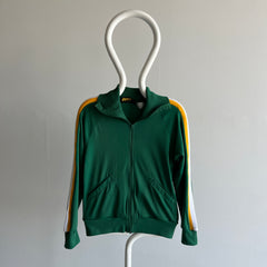 1970s Green, Yellow and White Striped Tracksuit Zip Up - WOAH