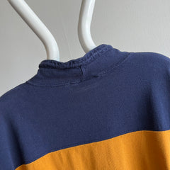 1990s Navy and (Mari)Gold Mock Neck Sweatshirt/Shirt