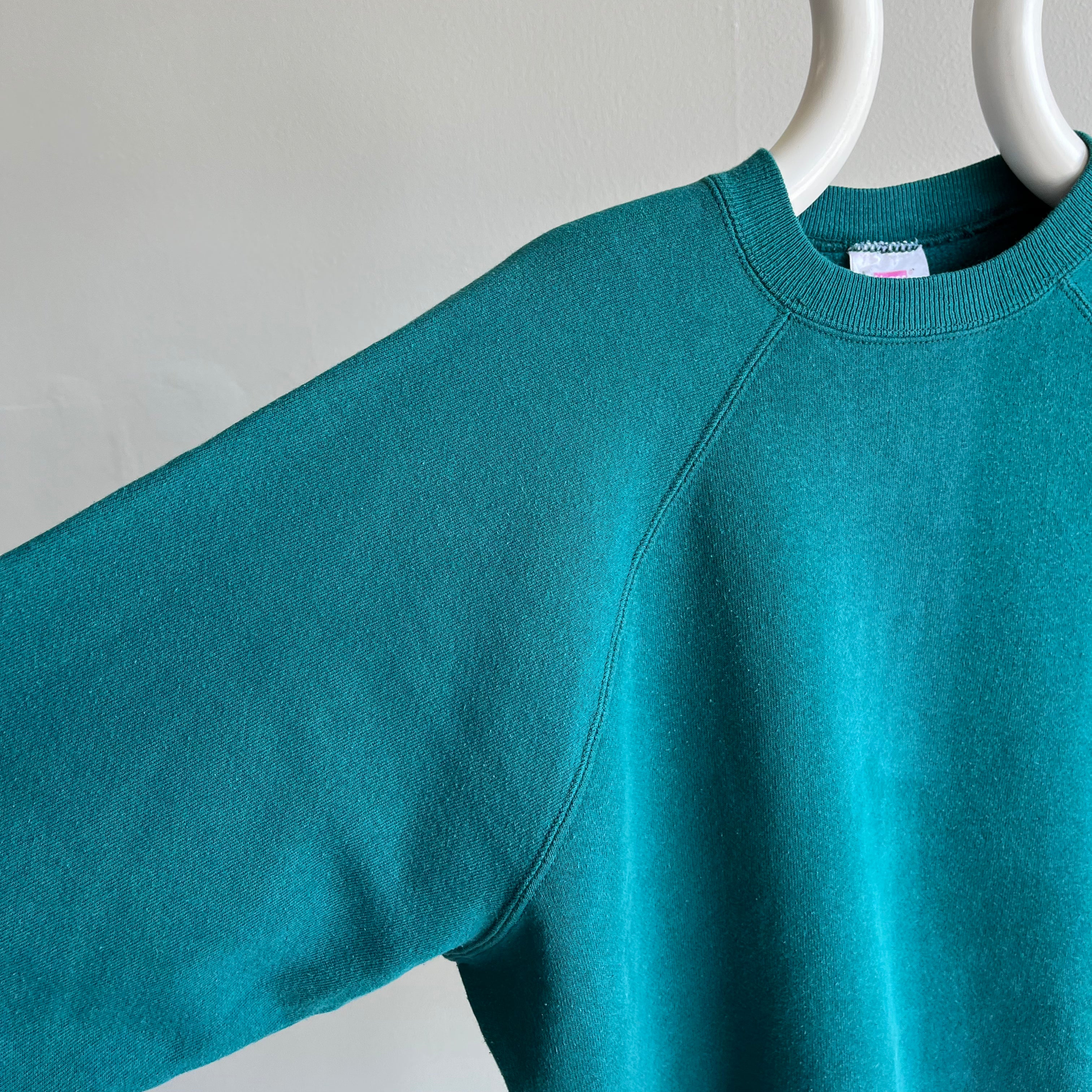 1990s Deep Teal Blank Raglan Sweatshirt