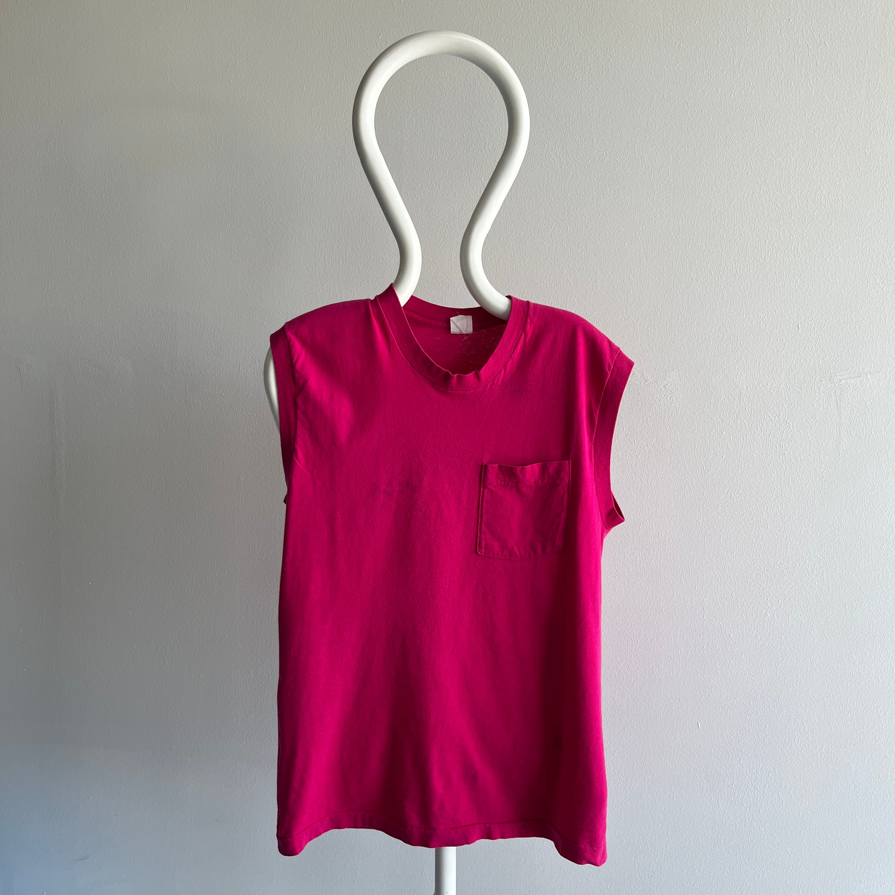 1980s FOTL Cotton Hot Pink Muscle Tank (Selvedge Pocket for Those Who Care)