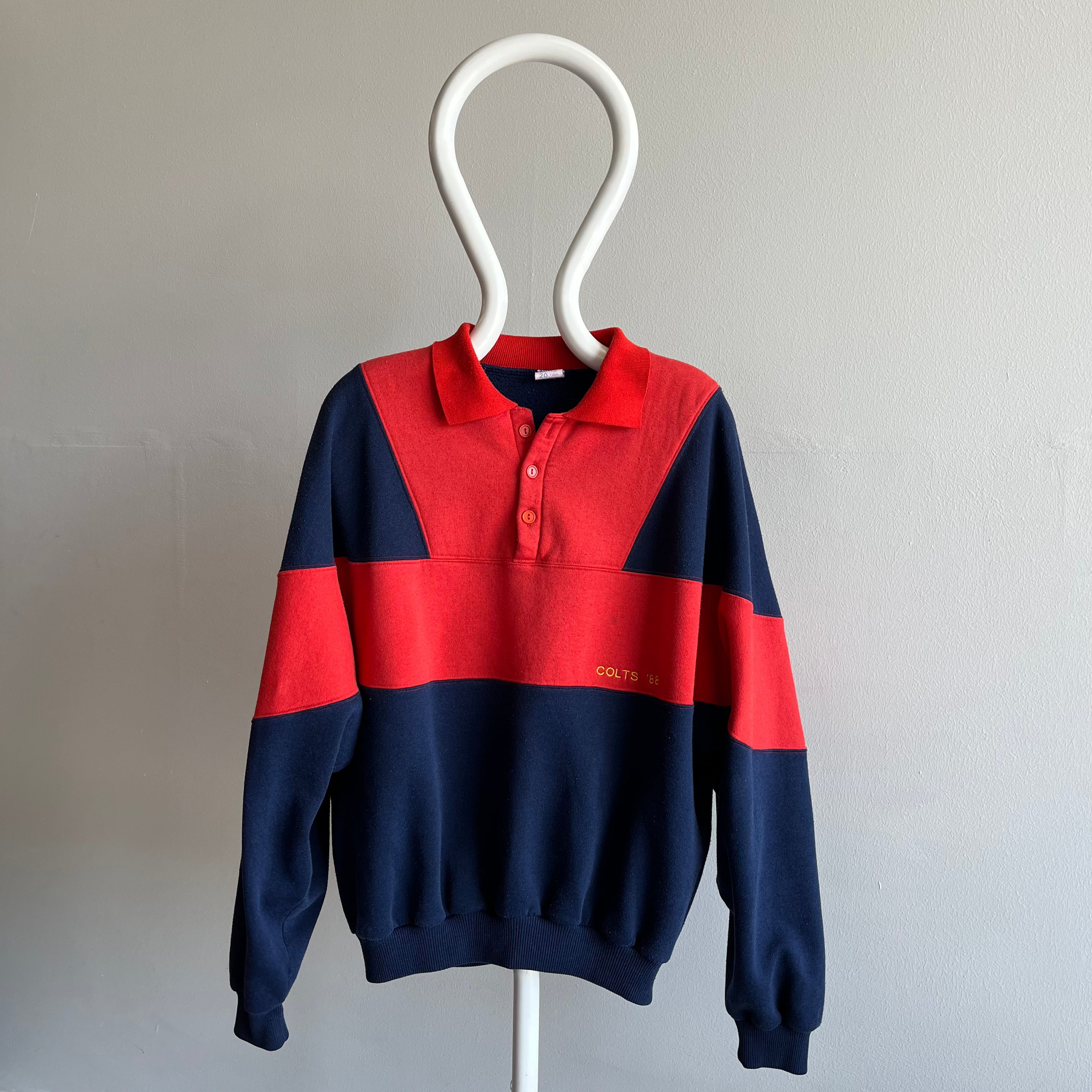 1988 Colts South Australia Football Super Cool Color Block Sweatshirt