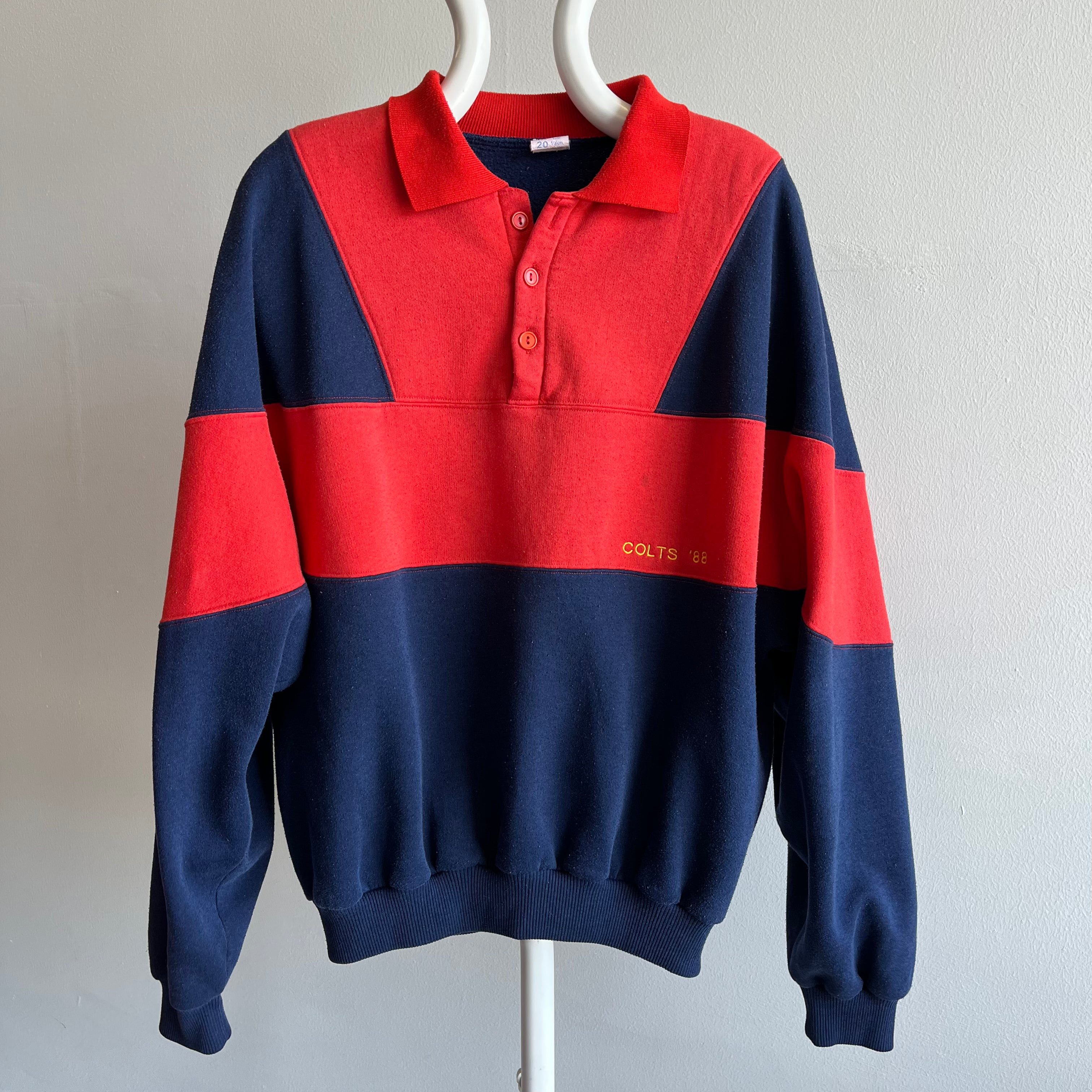 1988 Colts South Australia Football Super Cool Color Block Sweatshirt