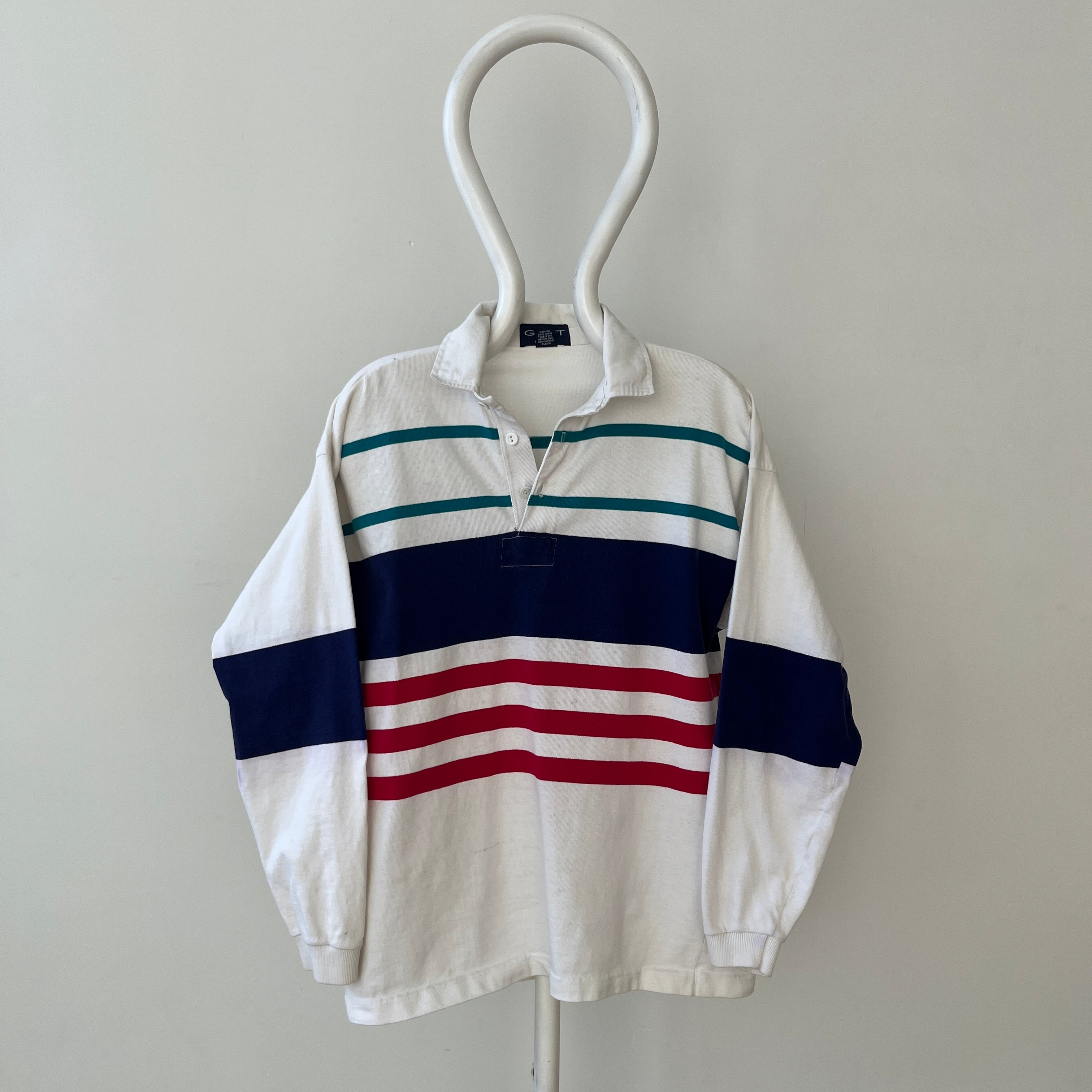 1980s/90s White Striped Rugby Shirt