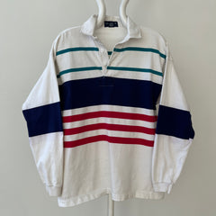 1980s/90s White Striped Rugby Shirt