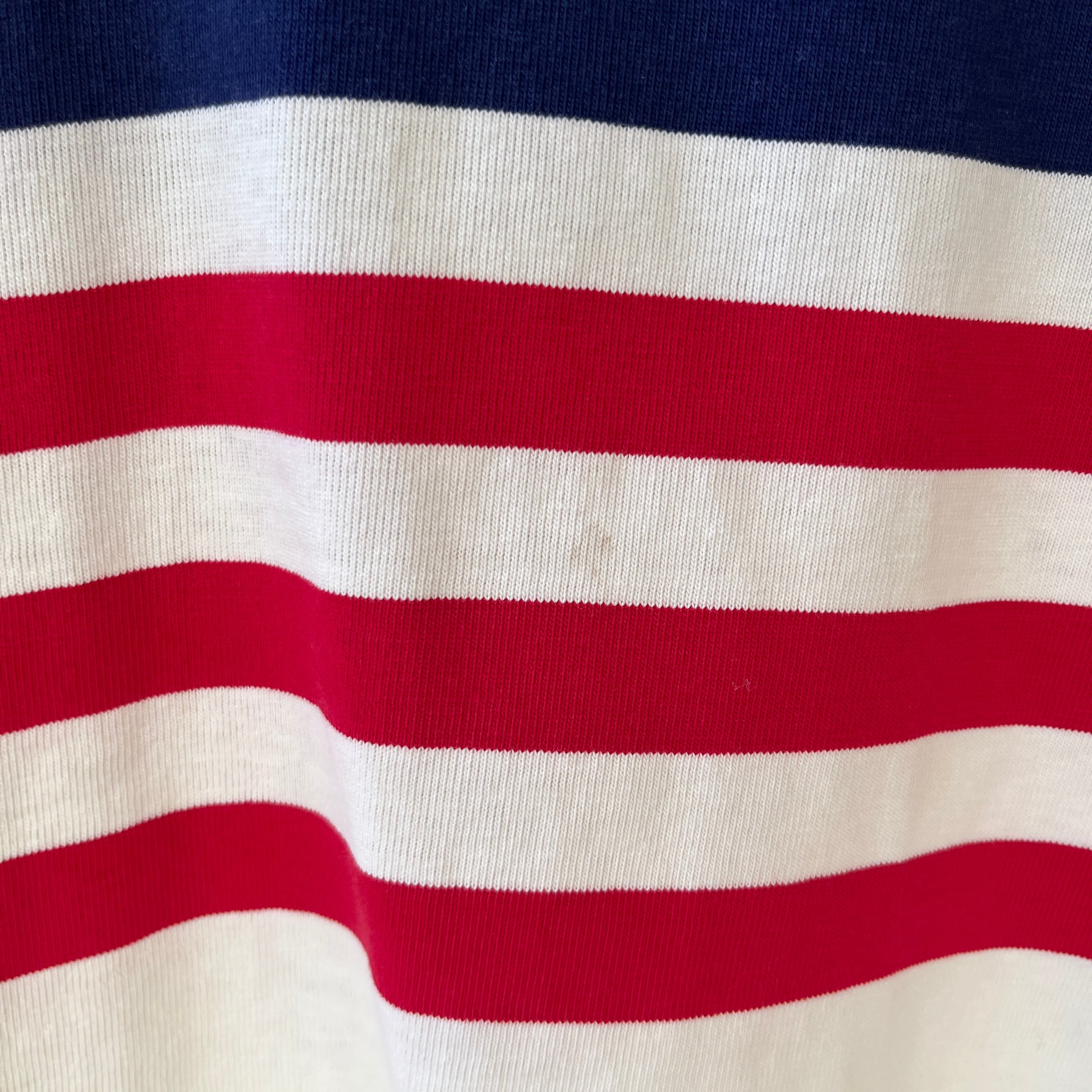 1980s/90s White Striped Rugby Shirt