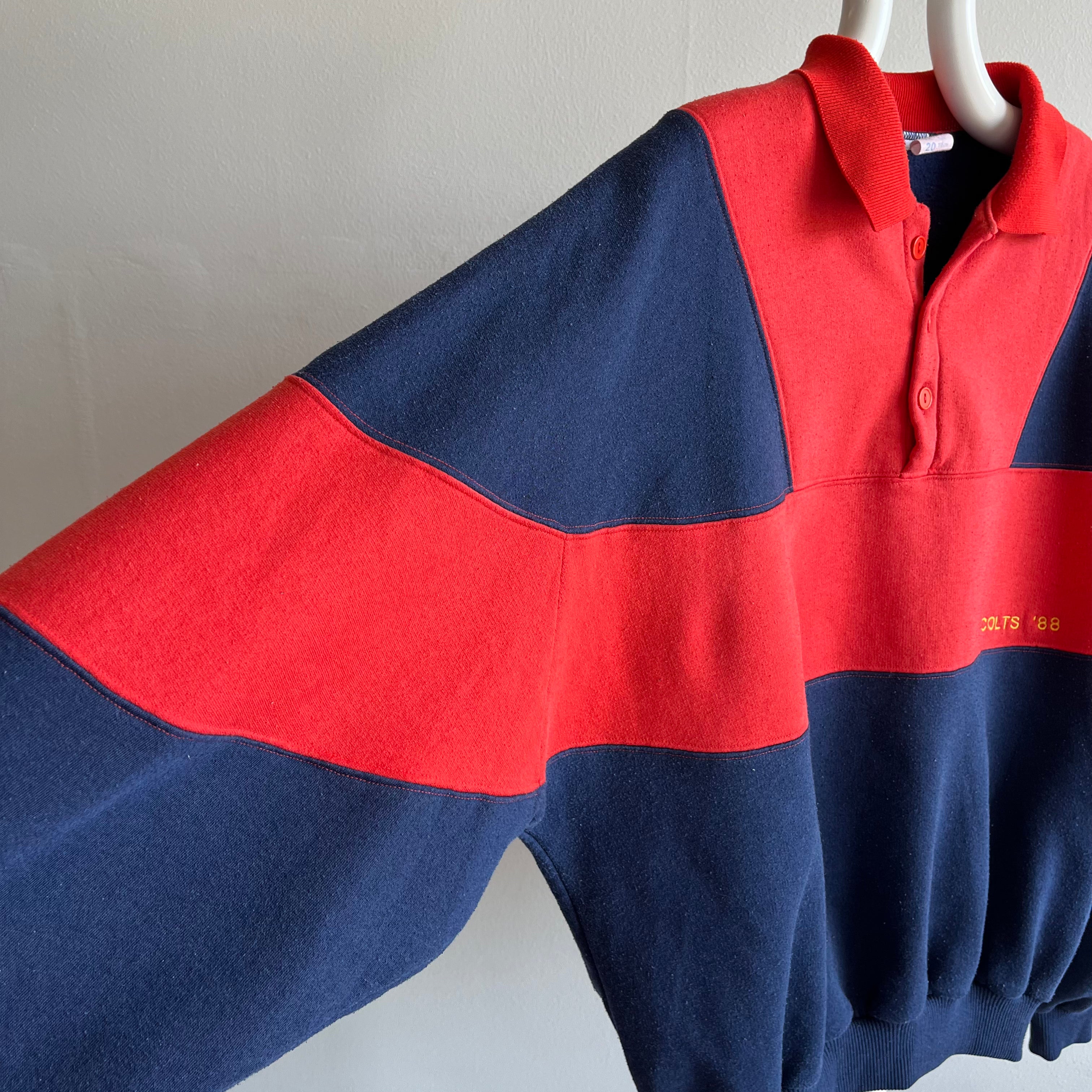 1988 Colts South Australia Football Super Cool Color Block Sweatshirt