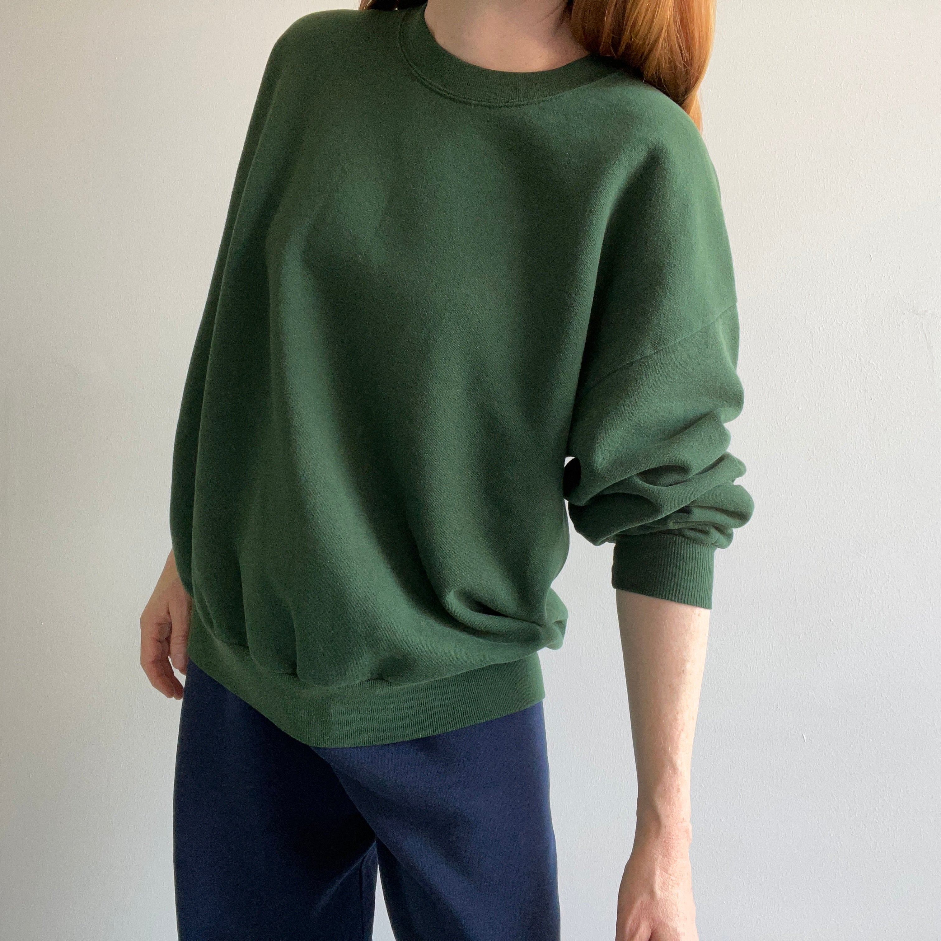 1980s Perfectly Faded Forest Green Sweatshirt by Jerzees