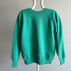 1980s Seafoam Blue Green Raglan - A Delight