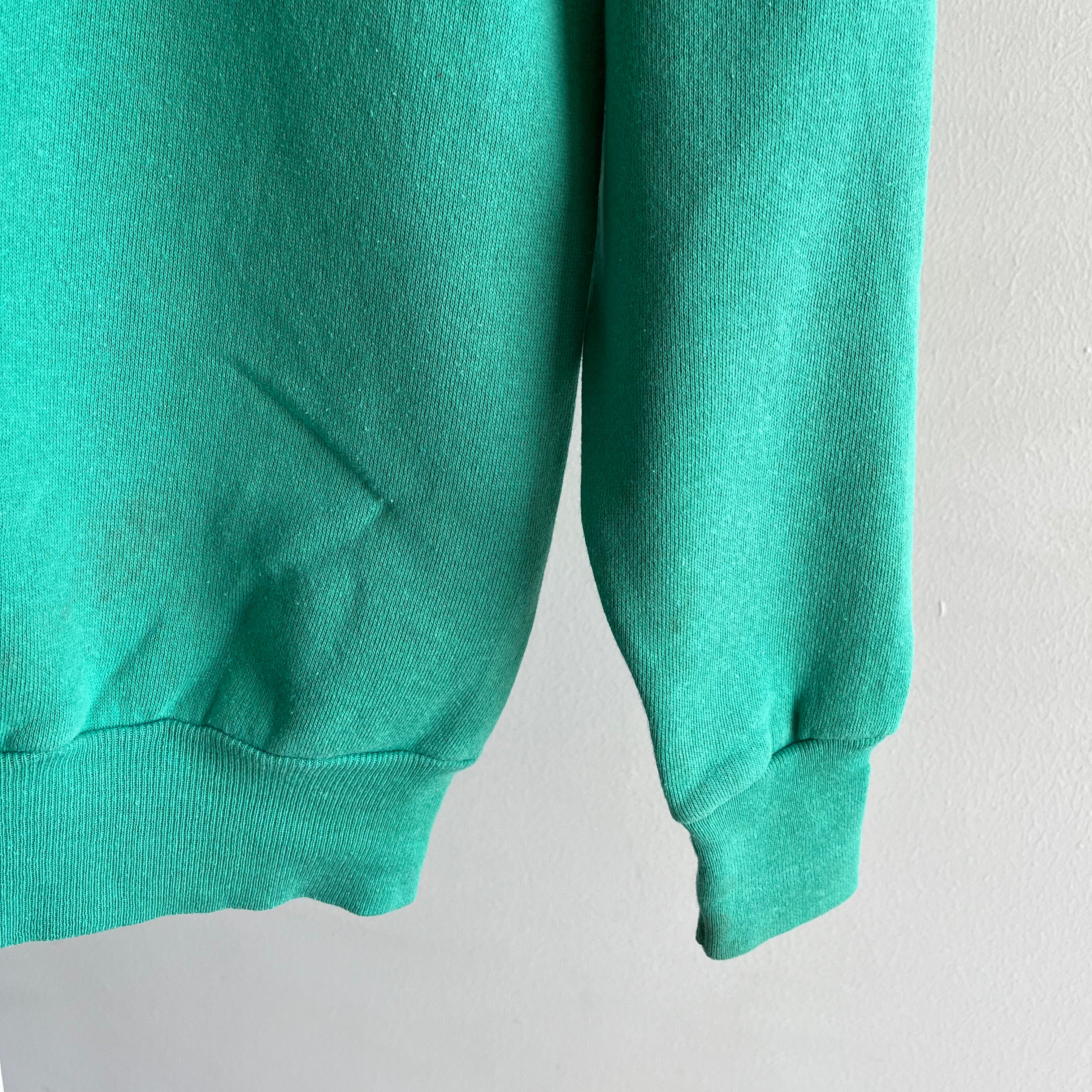 1980s Seafoam Blue Green Raglan - A Delight