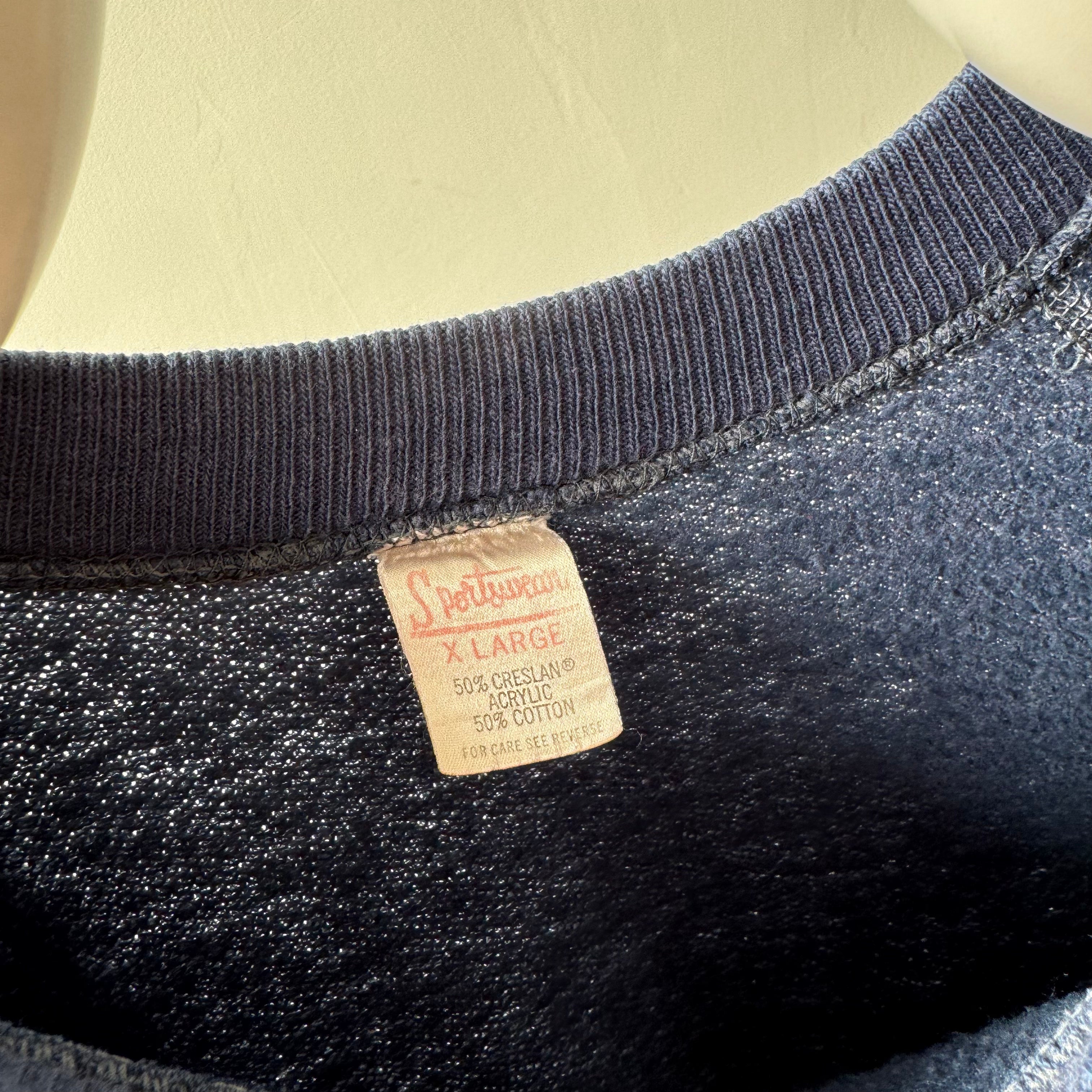 1970s Dreamy Mackinac Island Worn Out Sweatshirt with Contrast Stitching by Sportswear - !!!!