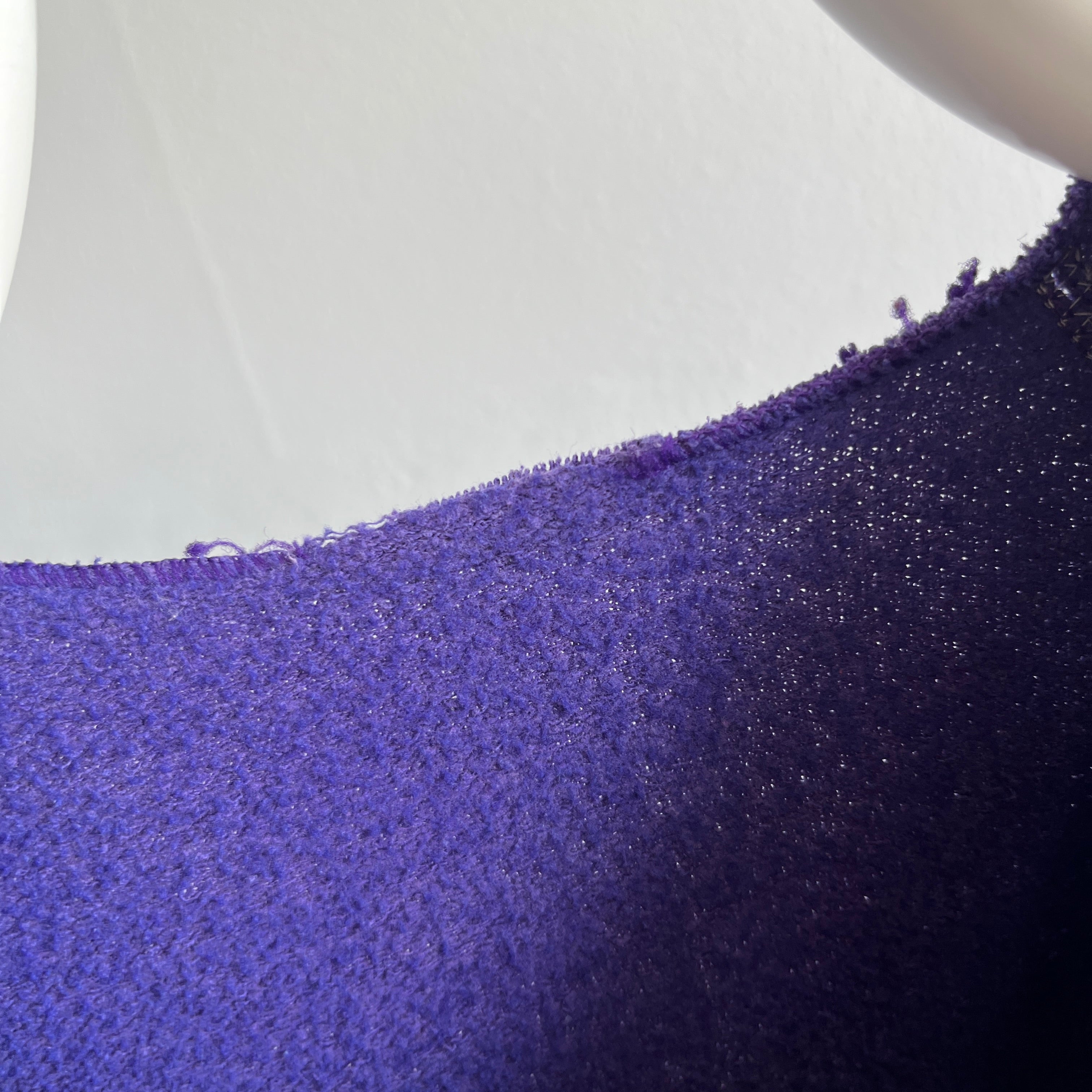 1980s Cut Collar and Cuffs Faded and Worn Purple Raglan Sweatshirt