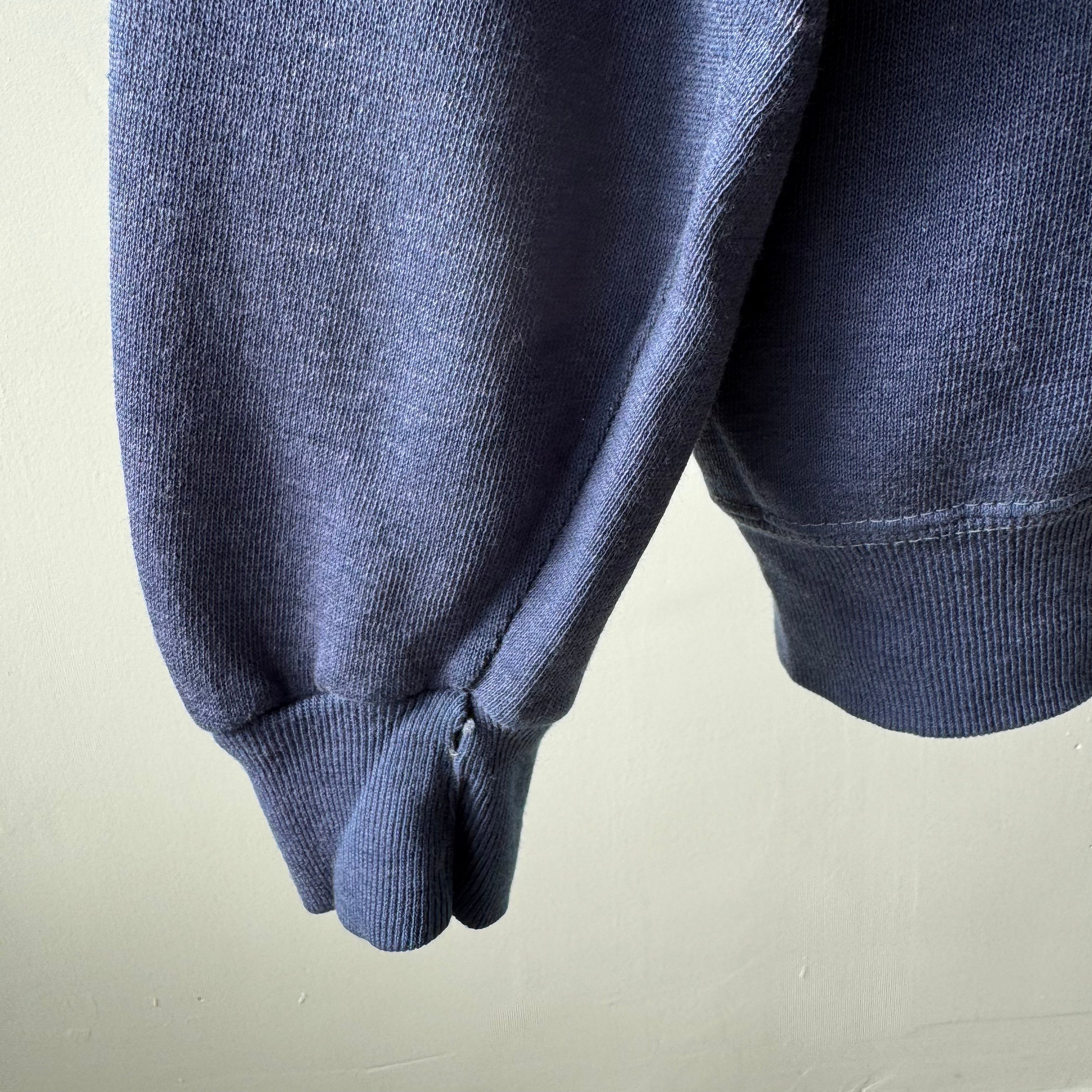 1970s Dreamy Mackinac Island Worn Out Sweatshirt with Contrast Stitching by Sportswear - !!!!