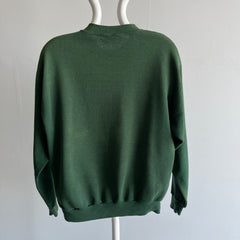 1980s Super Sun Faded and Bleach Stained Forest Green Sweatshirt by Jerzees
