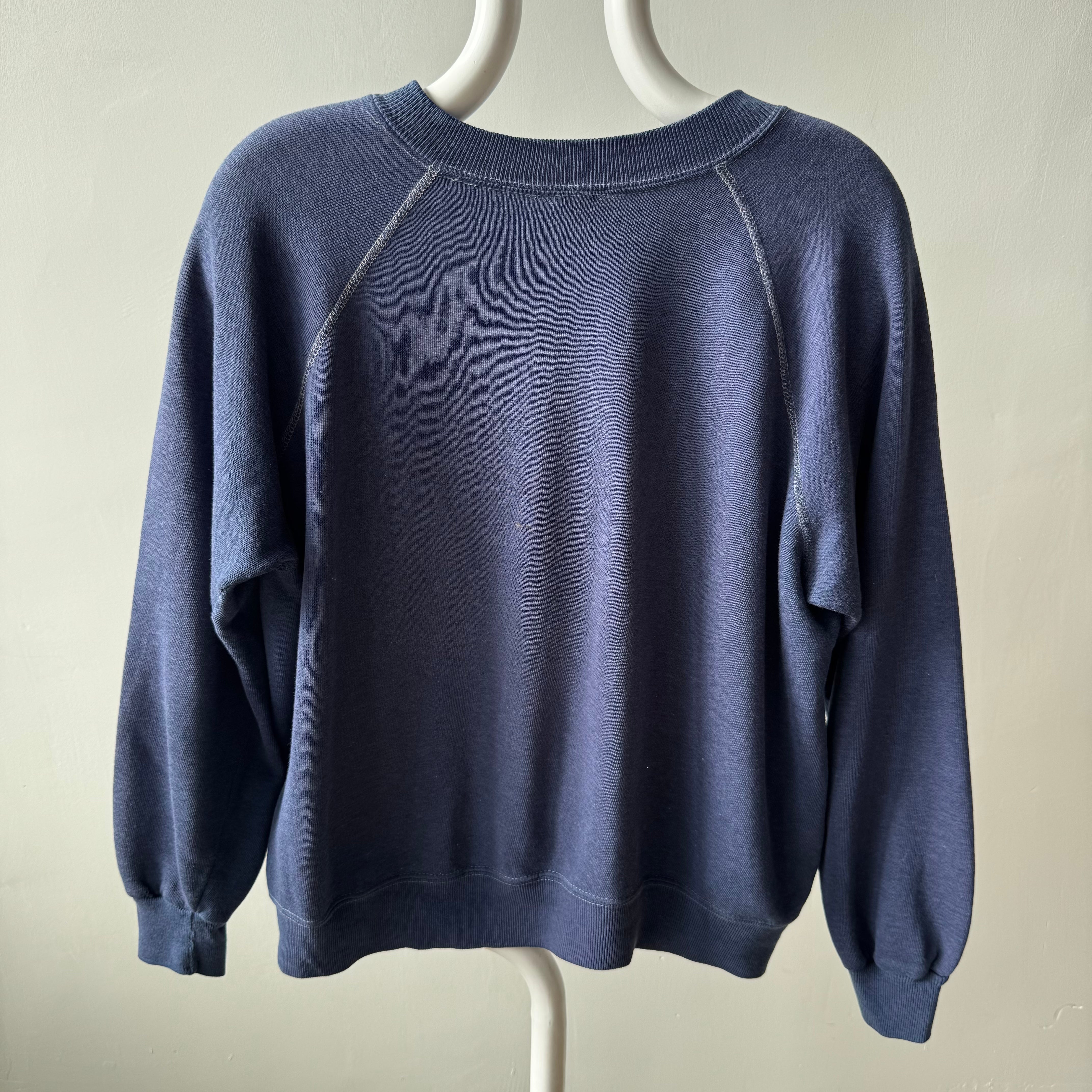 1970s Dreamy Mackinac Island Worn Out Sweatshirt with Contrast Stitching by Sportswear - !!!!