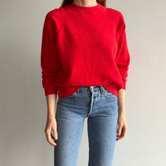 1980S Perfectly Red Blank Raglan Sweatshirt - !!!