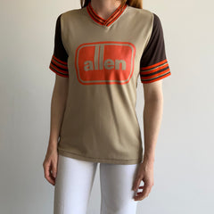 1970/80s Allen Poly/Cotton Baseball V-Neck Sports T-Shirt