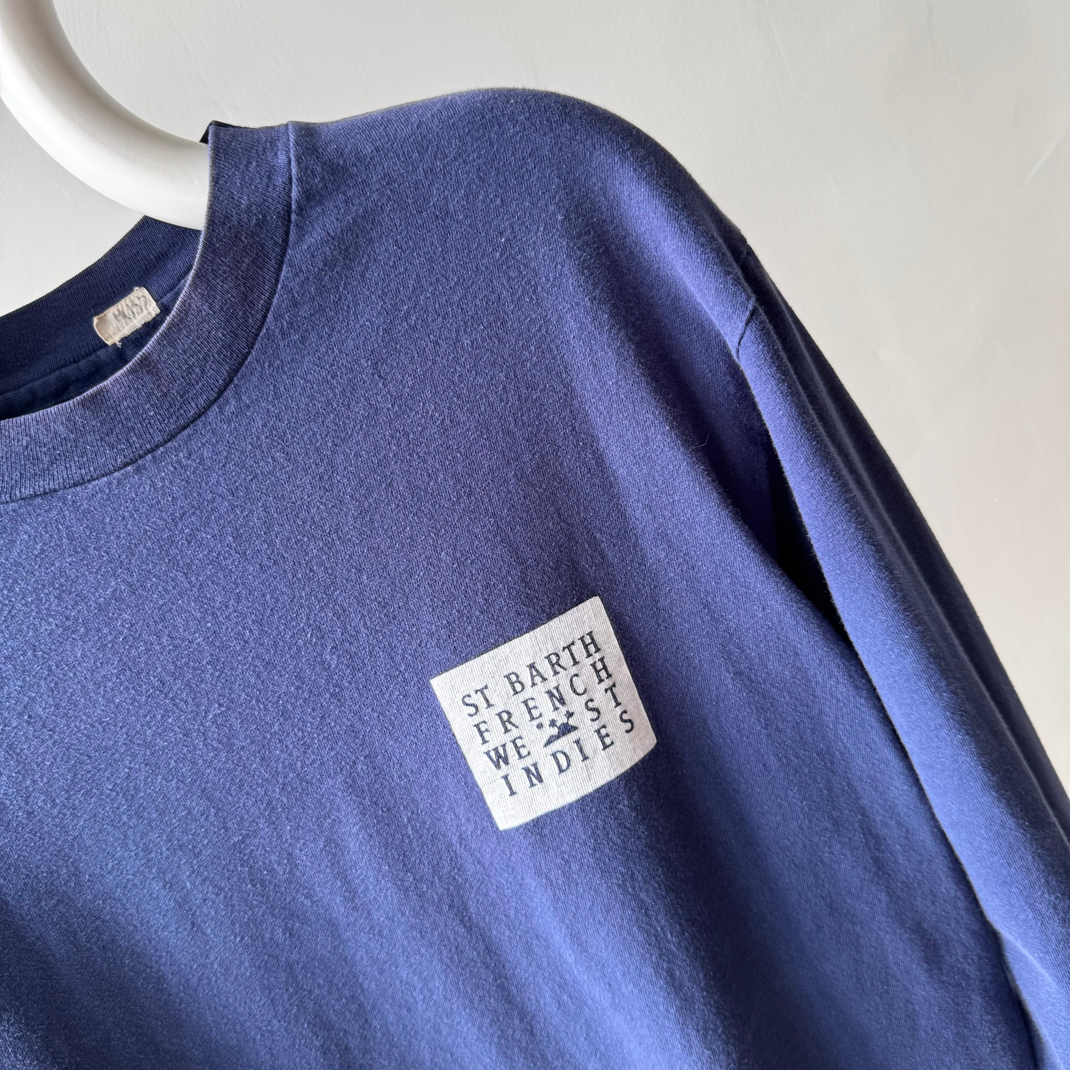 1990s Saint Bath French West Indies Long Sleeved Cotton T-Shirt - Front and Back