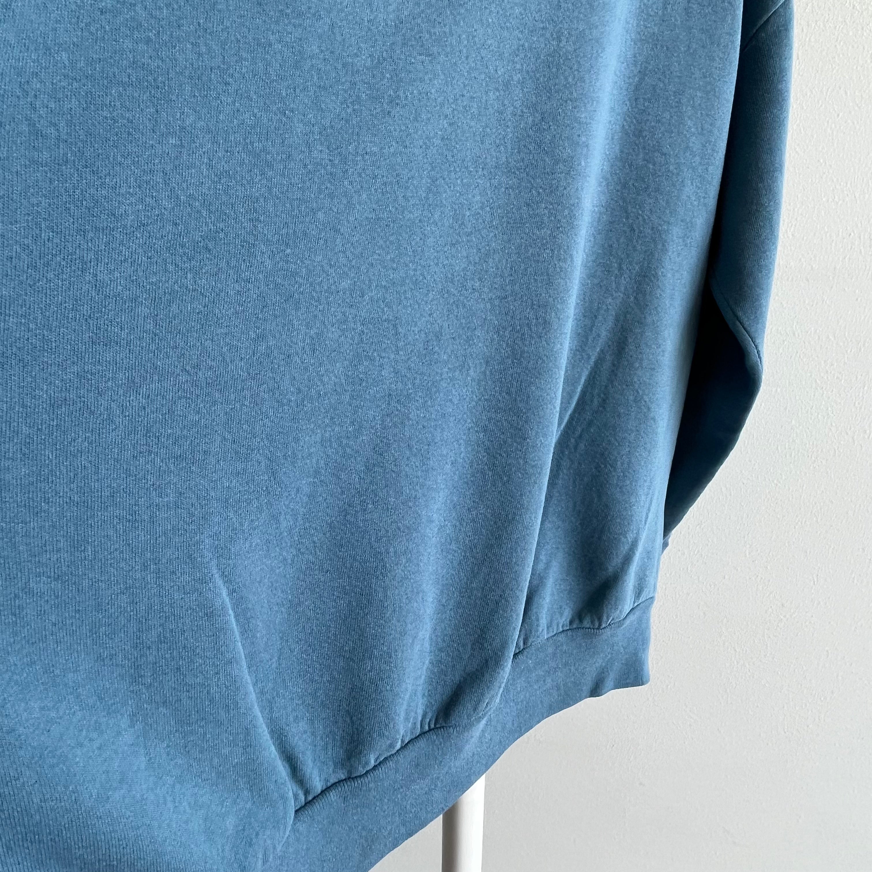 1990s Blank Slate Blue Gray Sweatshirt