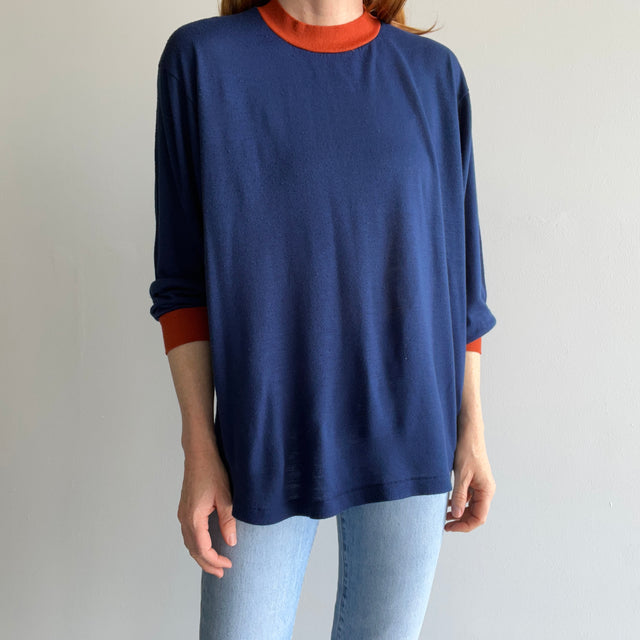 1970s Two Tone Super Soft and Slouchy JC Penny Long Sleeve T-Shirt