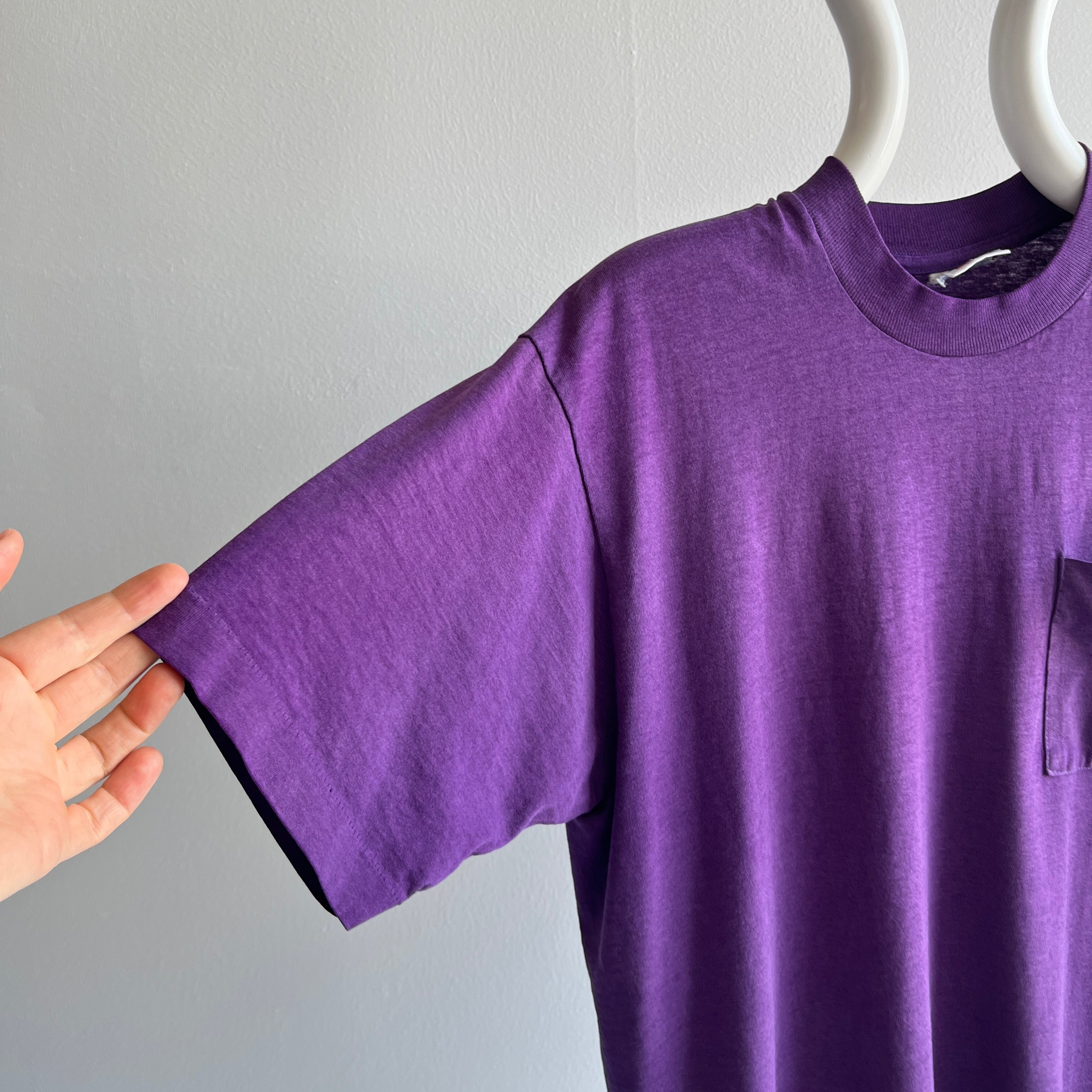 1980/90s Dreamy Worn Purple Pocket T-Shirt by BVD