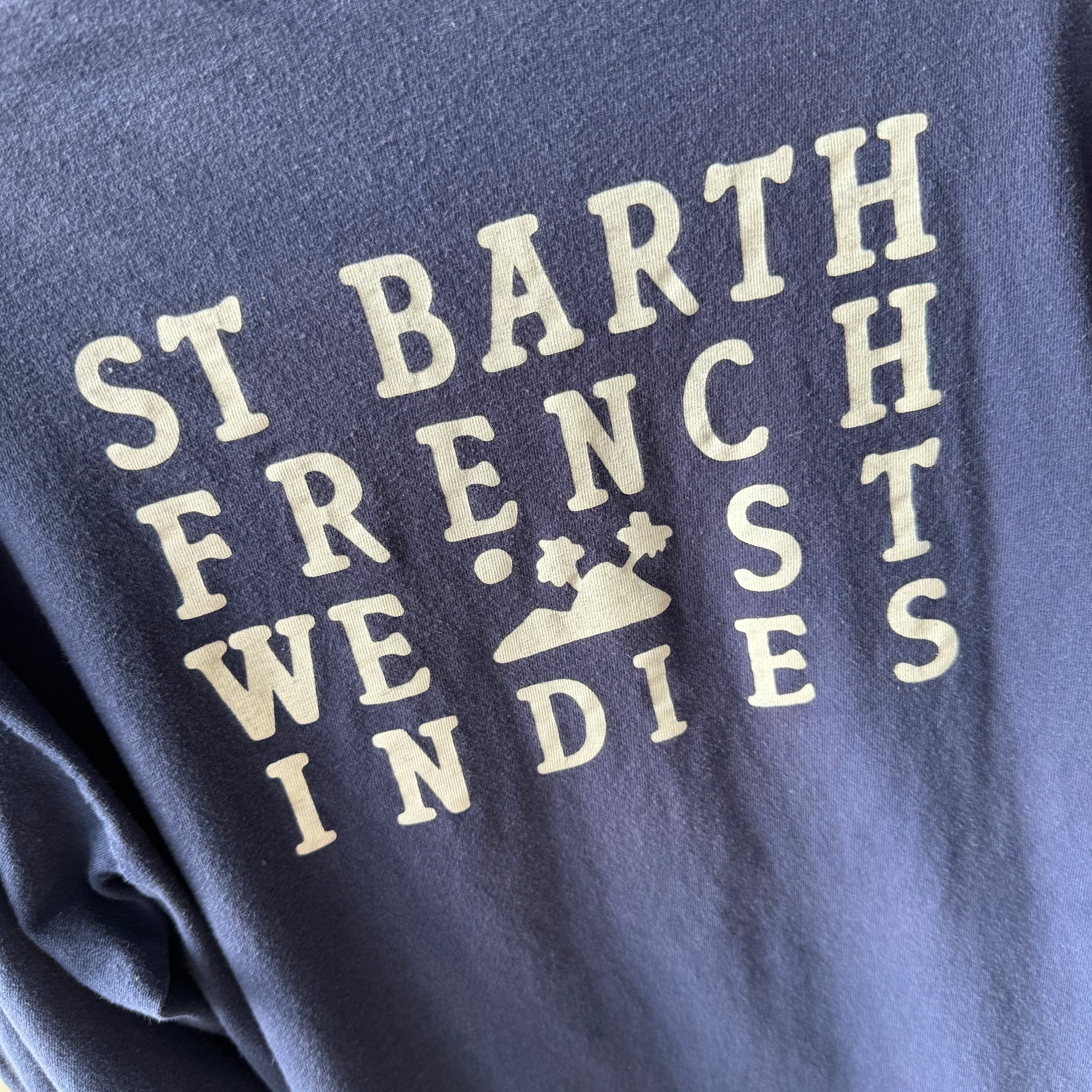 1990s Saint Bath French West Indies Long Sleeved Cotton T-Shirt - Front and Back