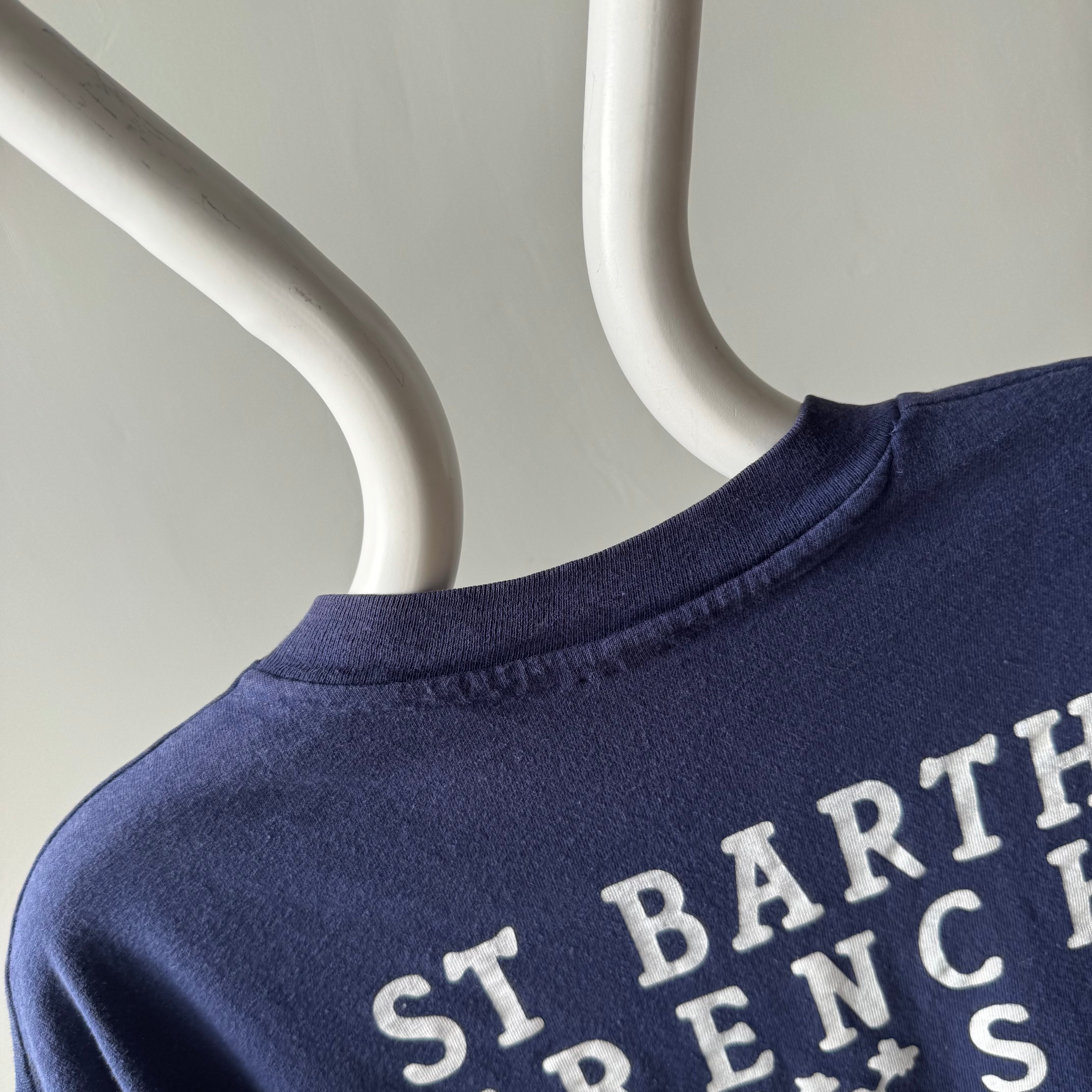 1990s Saint Bath French West Indies Long Sleeved Cotton T-Shirt - Front and Back