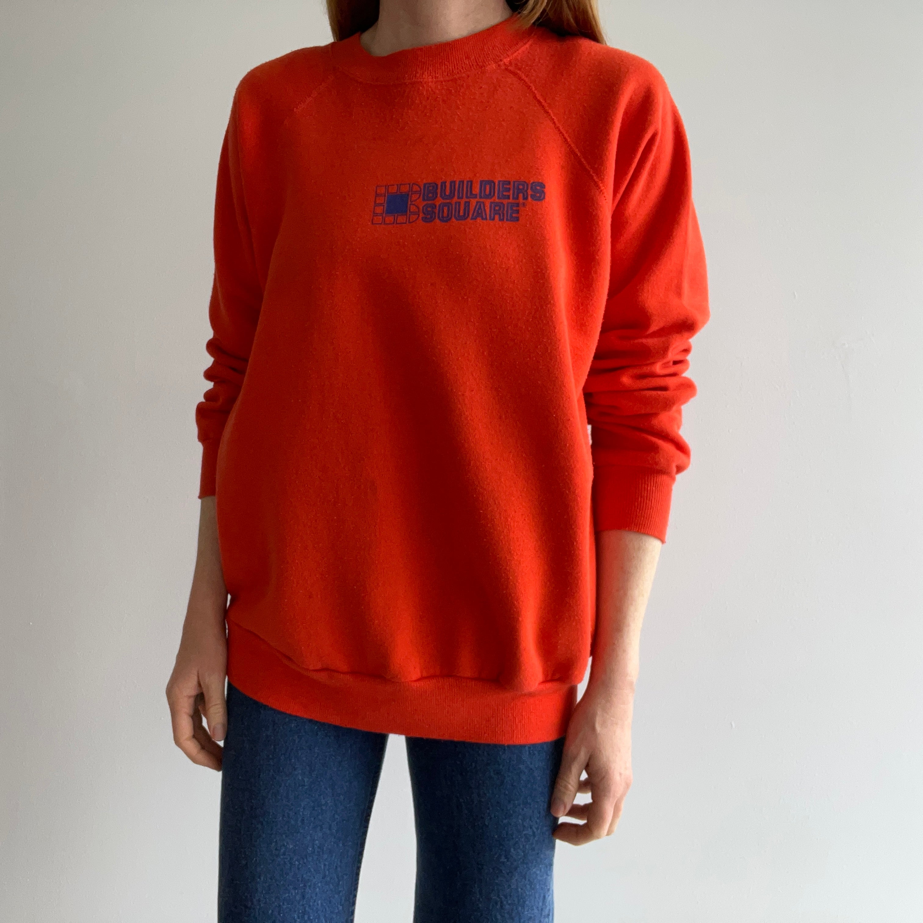 1980s Orange Builders Square Sweatshirt by Pannill