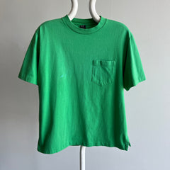 1980/90s Land's End USA Made Women's Cotton Super Pocket T-Shirt in a Grass Green