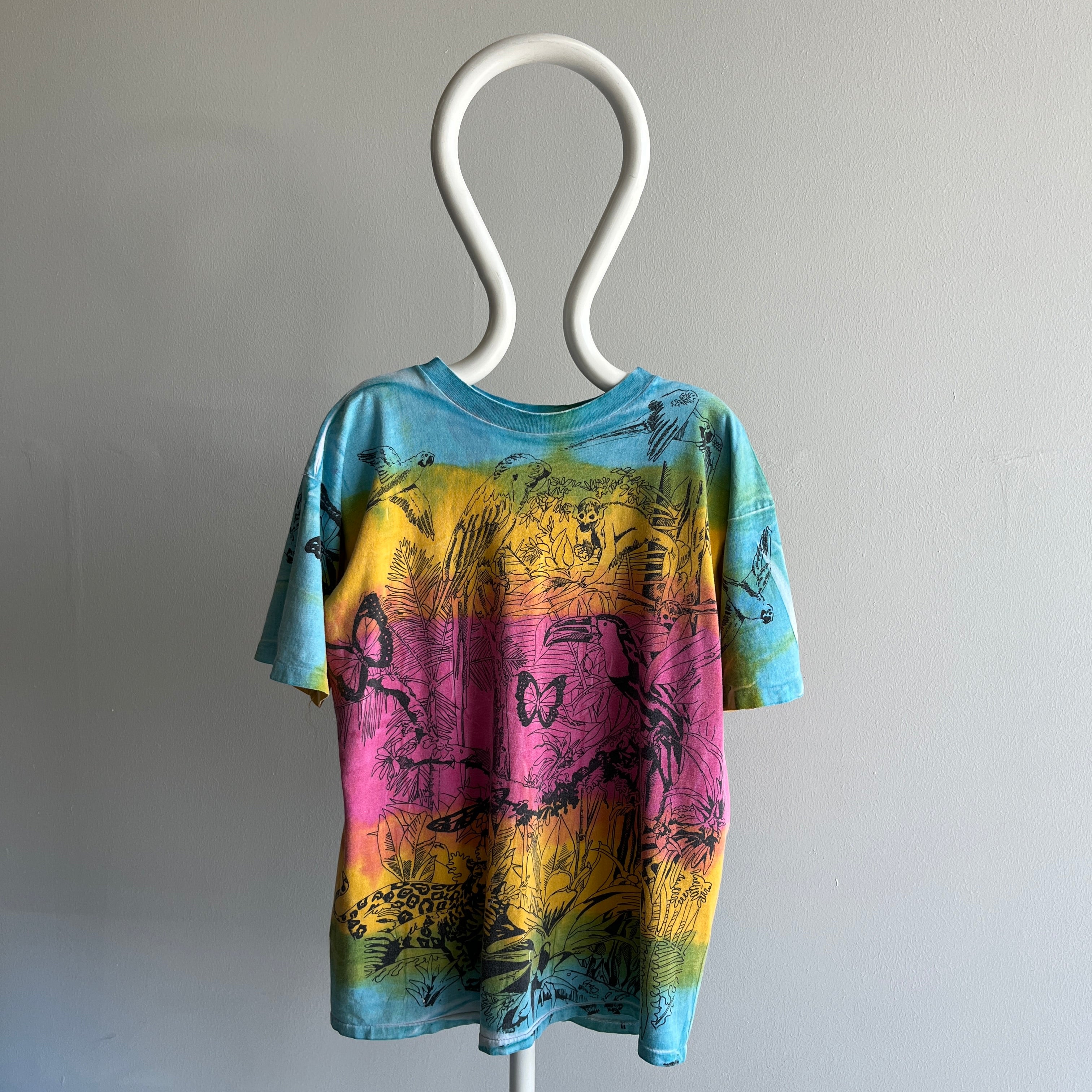 1990s Jungle Amazon Layer Cake Tie Dye T-Shirt - THIS IS AWESOME/DUH