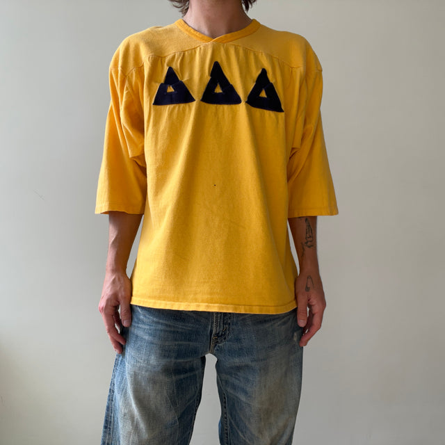 1970s Yellow Tri Delta Football Style Shirt